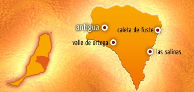 Antigua (Gemeinde) Fuerteventura, Lage Ortschaften